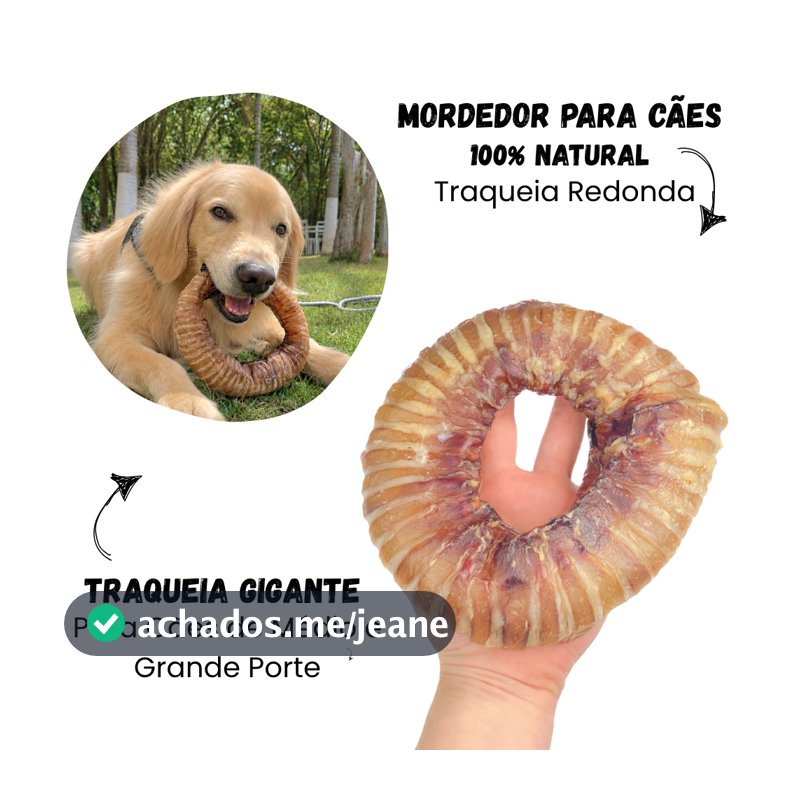 Traqueia Redonda Mordedor Natural Resistente para Cães 1 unid - Luv
