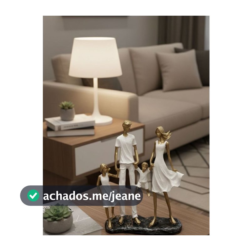 Estatueta Família Menina E Menino Resina Presente Decoração