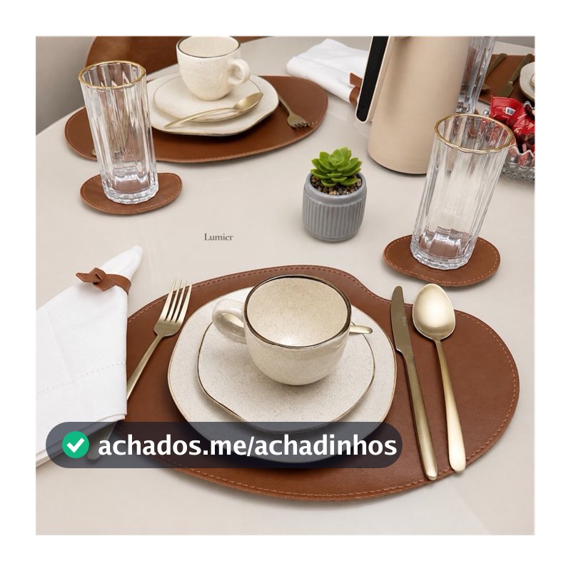 Jogo Americano - Sousplat de Couro P.U Com Porta Copos Para Mesa de Jantar. (KIT 2,4,6,8).