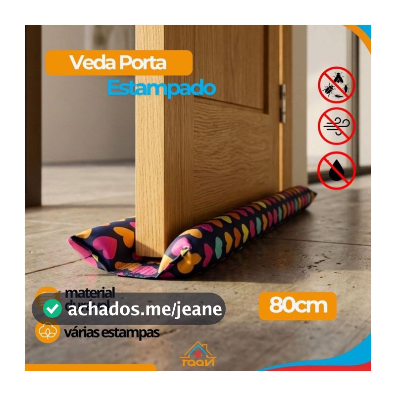 Veda Porta Estampado e Liso Microfibra 80cm  Protetor de Porta Anti Poeira