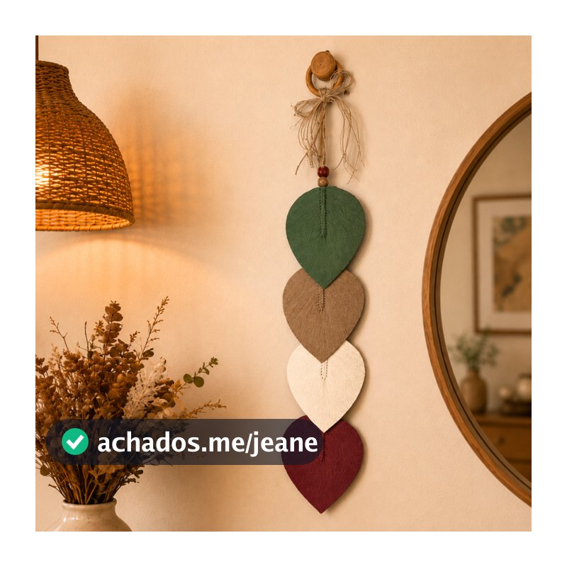 Penca De Coração 80cm Painel  Folhas Macrame Artesanal Decorativo Boho Chic