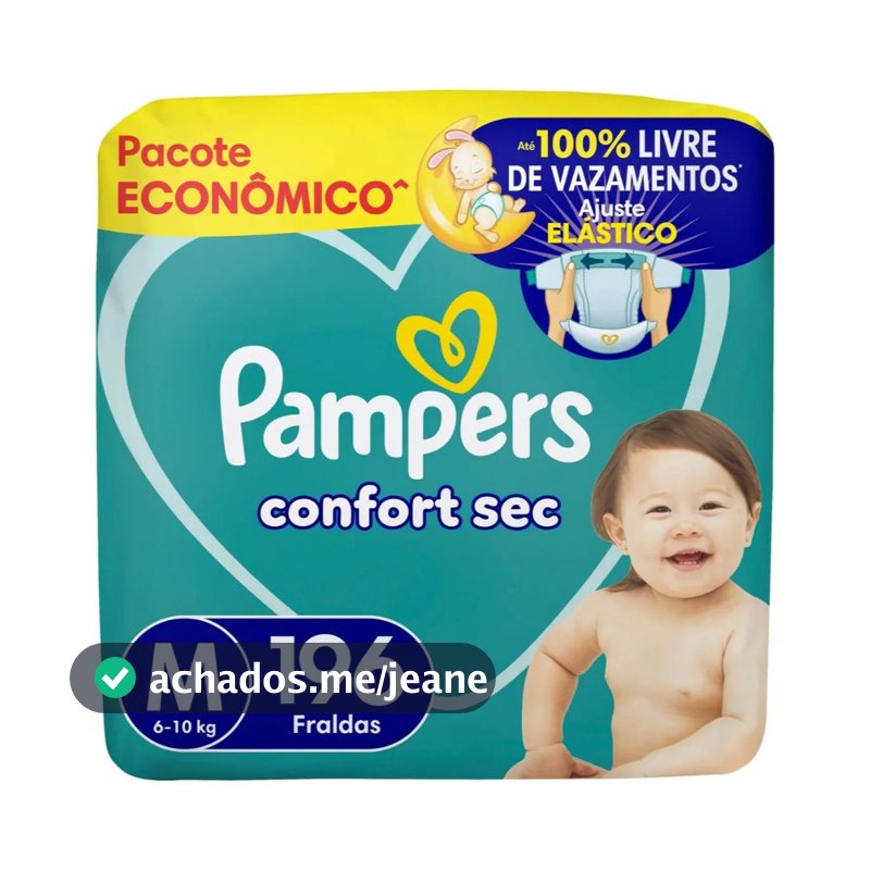 Fralda Pampers Confort Sec Tamanho M 196 Unidades