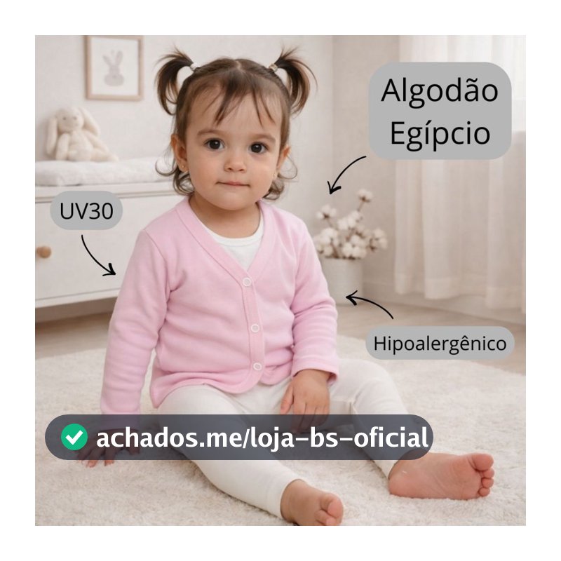 Casaquinho Cardigan Algodão Egípcio para Bebê Menina e Menino em Suedine