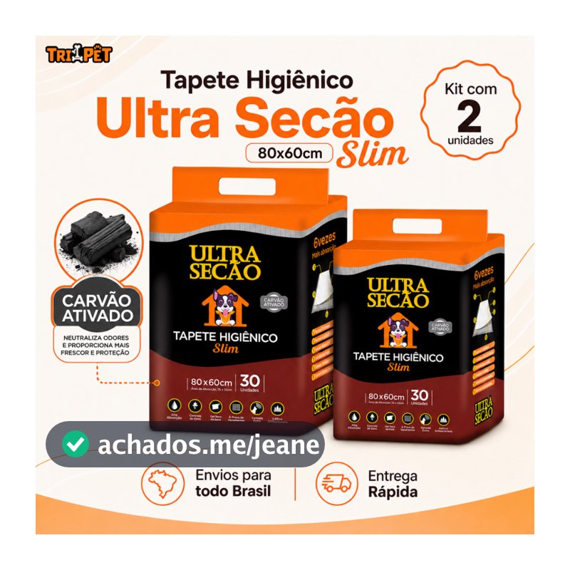 Tapetes Higiênicos 80x60 30/60 unidades Ultra Secão Carvão Ativado para Cães e Gatos Pets Grande