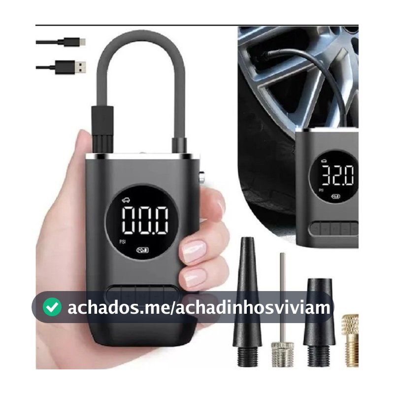 Mini Compressor de Ar Portatil Recarregavél Digital USB Calibrador Pneu Envio Imediato