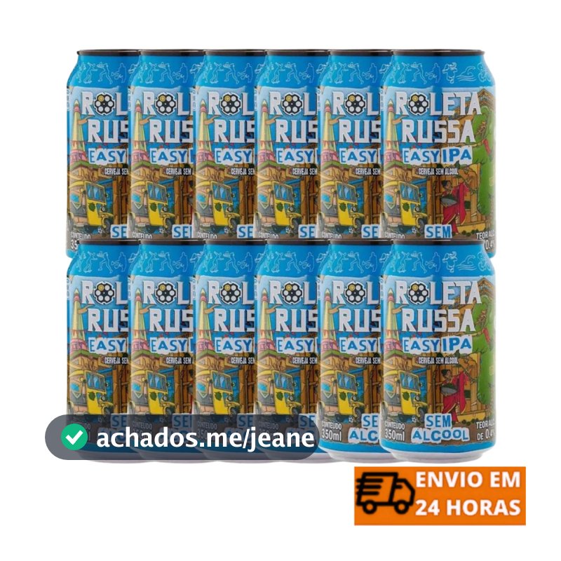 Kit 12 Cervejas Roleta Russa Easy IPA Sem Álcool 350ml