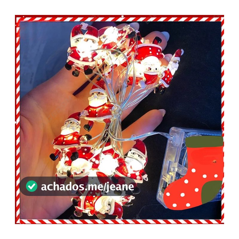 2M 20LED Papai Noel Árvore De Natal Fada Floco De Neve Elk Ornament Home Deco Ano Novo