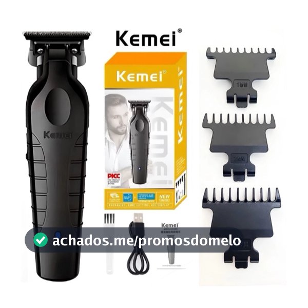 Kemei KM-2299 Máquina Barbear Profissional Acabamento Aparador Detalhador Barbeiro Cortar Elétrica