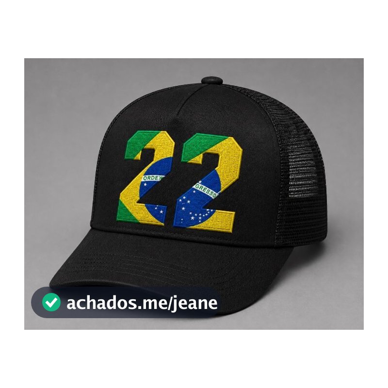 Boné Telinha Trucker 22 Estampa Brasil DTF Masculino Feminino Aba Curva