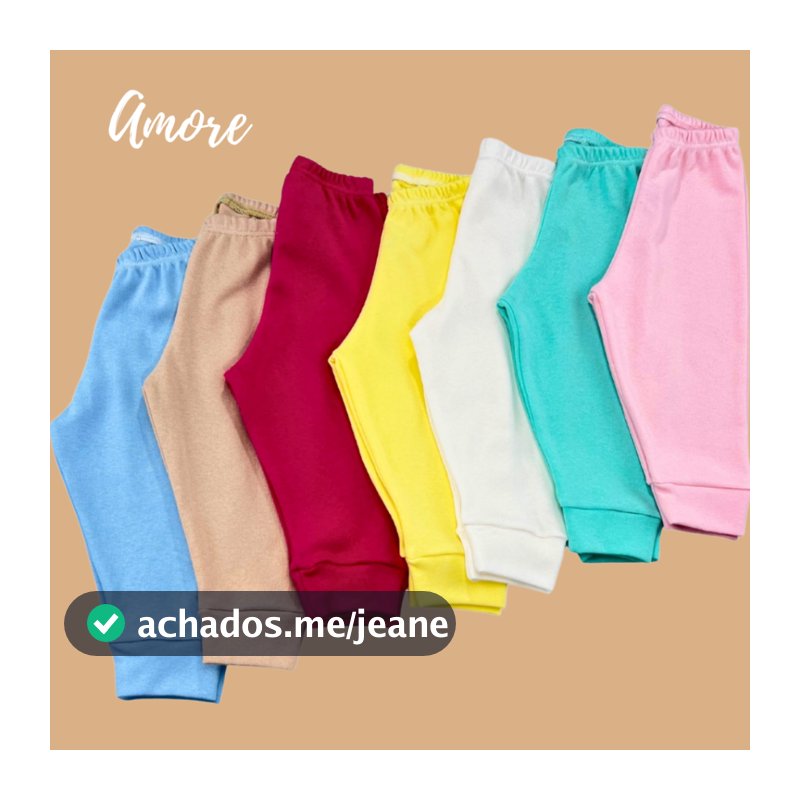 Calça Mijão Bebê Amore Menina Menino 100% Algodão