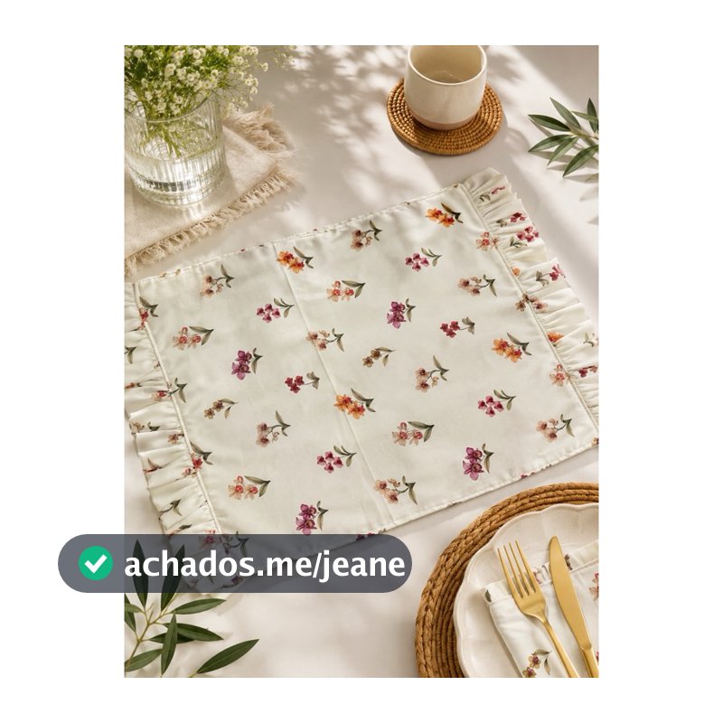 kit Jogo Americano Farmhouse Retangular Babadinho Floral Orquídea Delicado Atemporal Rústico