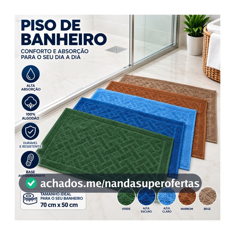 Kit 5 Toalha De Piso Tapete Algodão Atacado Fabrica Felpudo para Banheiro Alta Absorção Hotel Tam 40x75cm