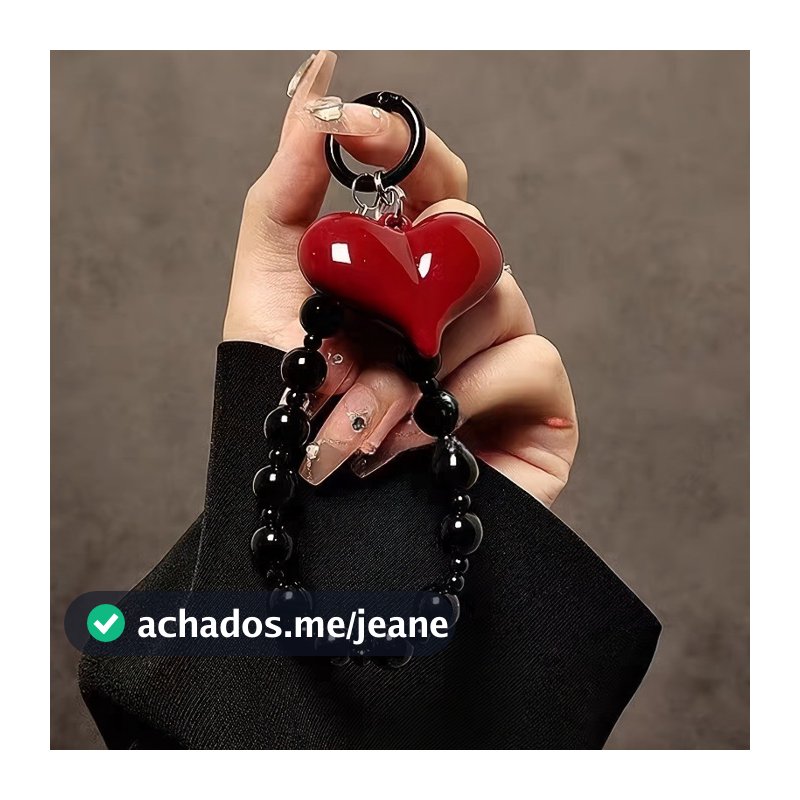 Coreano Vermelho 3D Amor Coração Frisado Corrente Do Telefone Pendurado Cordão Encantos Cinta Artesanal Móvel Jóias Pres