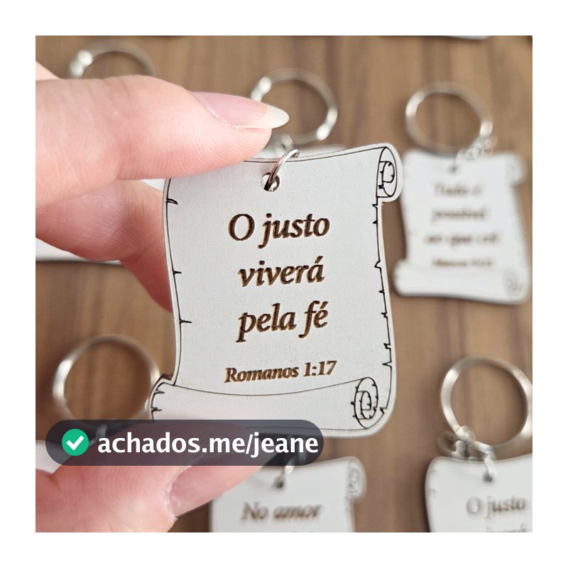 Kit Chaveiros Versículos Bíblicos Modelo Pergaminho em MDF Branco Ótimo para lembrancinha Cristã