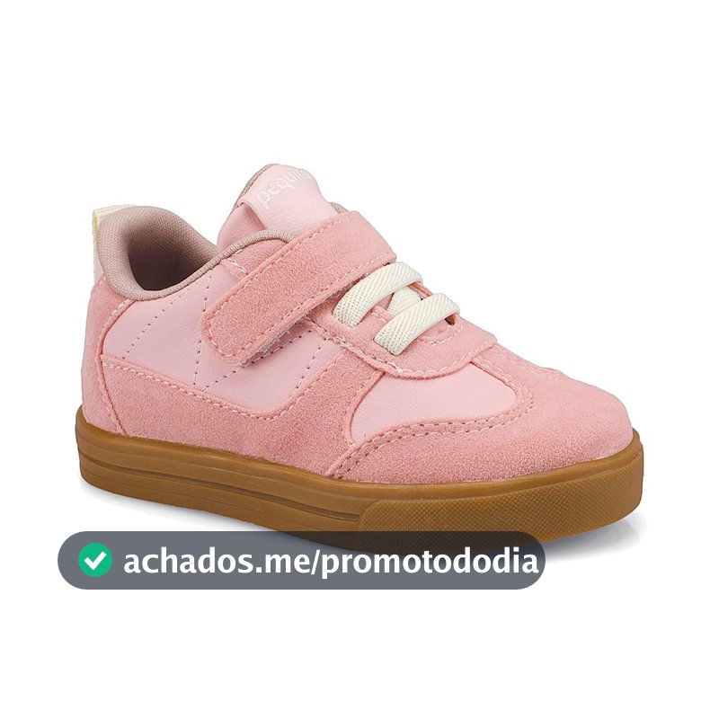Tênis Infantil Feminino Estilo Samba Casual Camurça Confortável Rosa 20501 Pequito