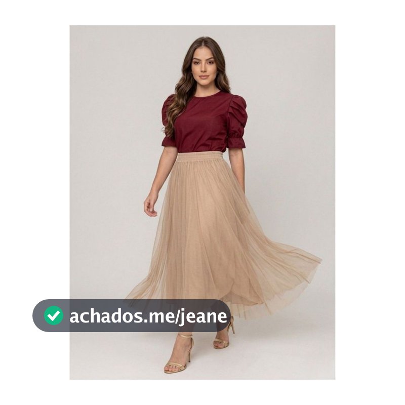 Saia  Mid  Micro tule Casual Chic Elegância e Delicadeza