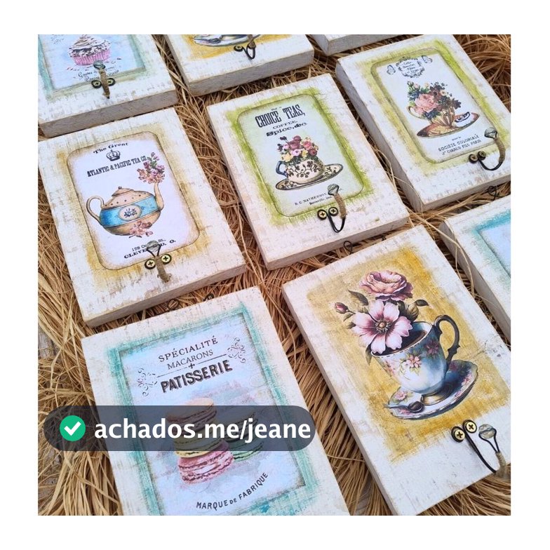Quadro Decorativo Tea Cup – Xícaras de Chá Estilo Farmhouse em Decoupage 20cmx15cm
