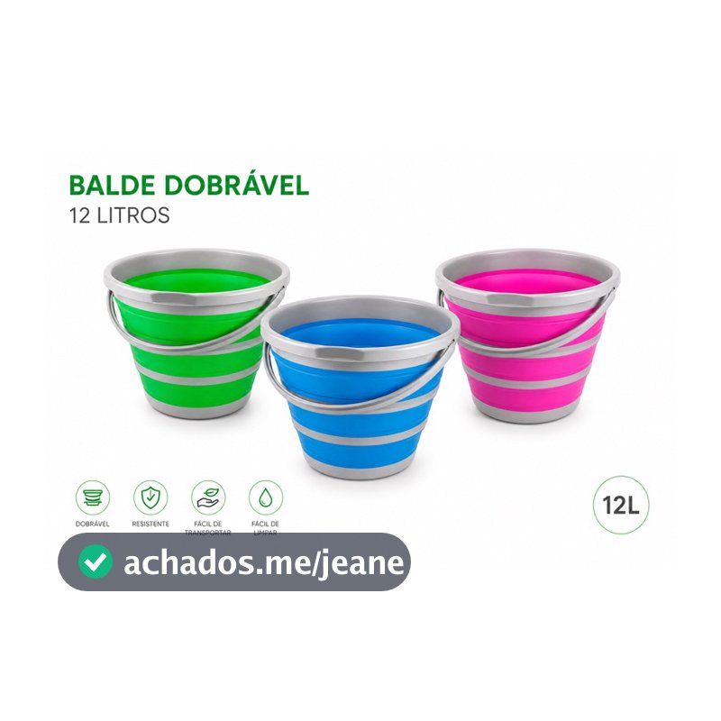 Balde Dobrável Retrátil 10 L/12 Litros Silicone Original Multiuso Portátil
