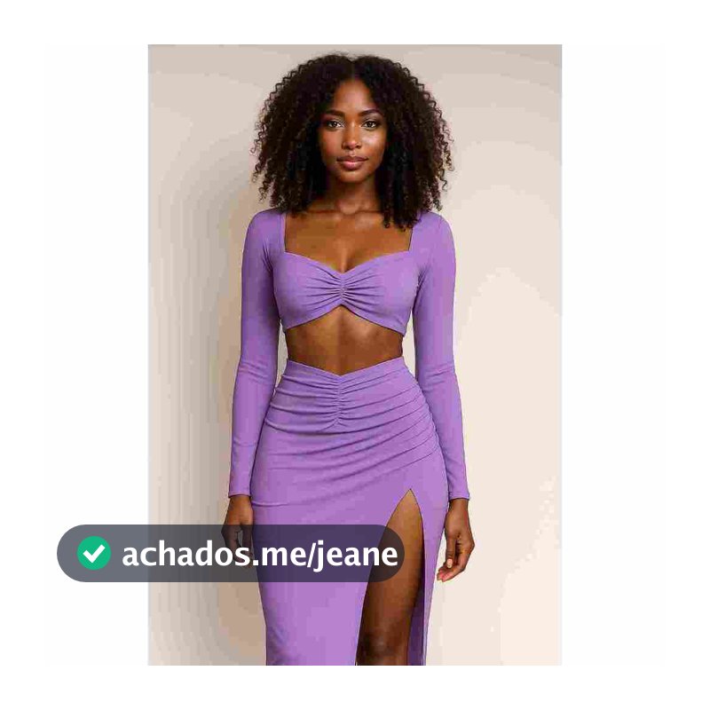 Conjunto Moda Feminina  – Saia com Fenda e Cropped Manga Longa – Suplex de Qualidade ( Antônia )