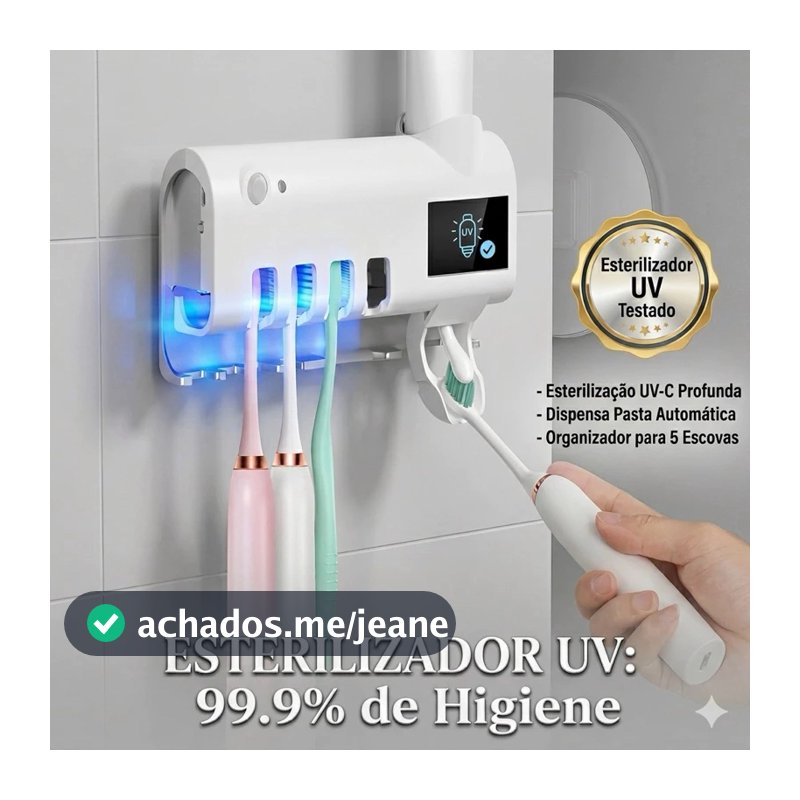 Suporte Escova De Dentes Esterilizador Com Luz UV Antibacteriano Decoracão Banheiro