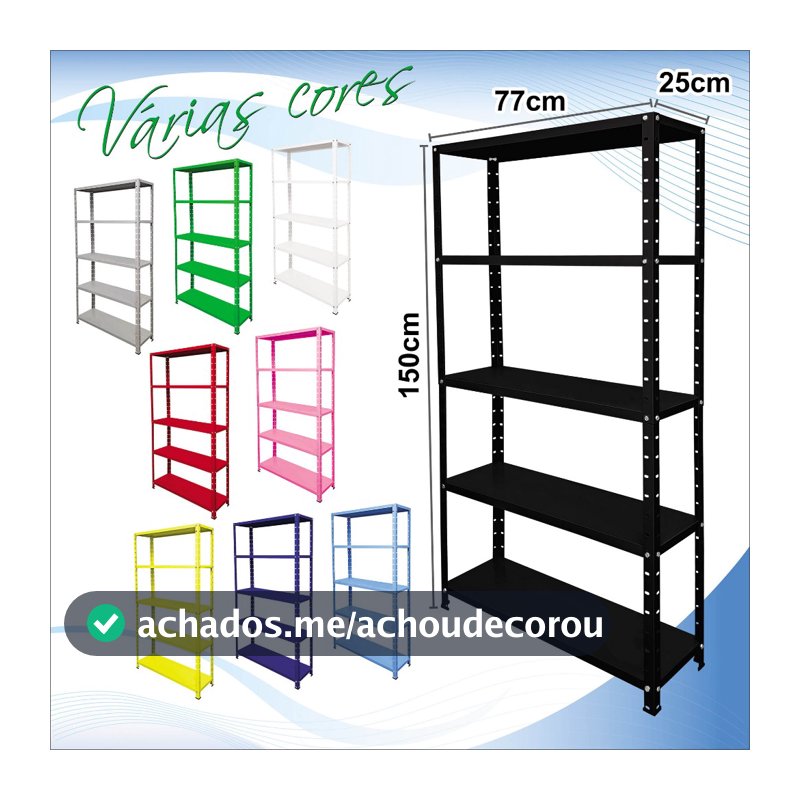 Estante 5 prateleiras várias cores aço 25cm multiuso