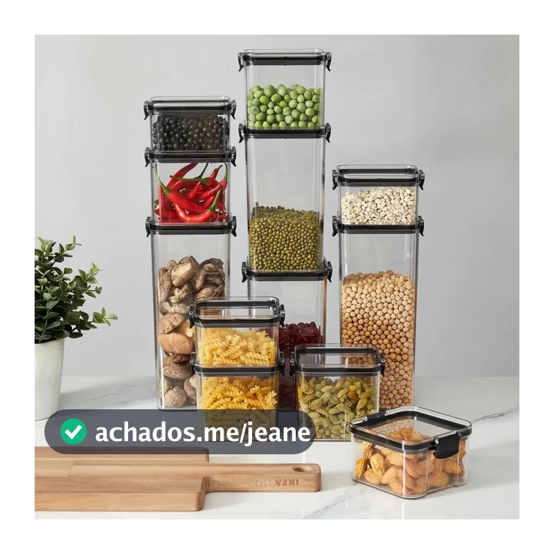 POTE HERMÉTICO HAUSHOP KIT 12 POTES PARA ALIMENTOS SEGURO TRANSPARENTE