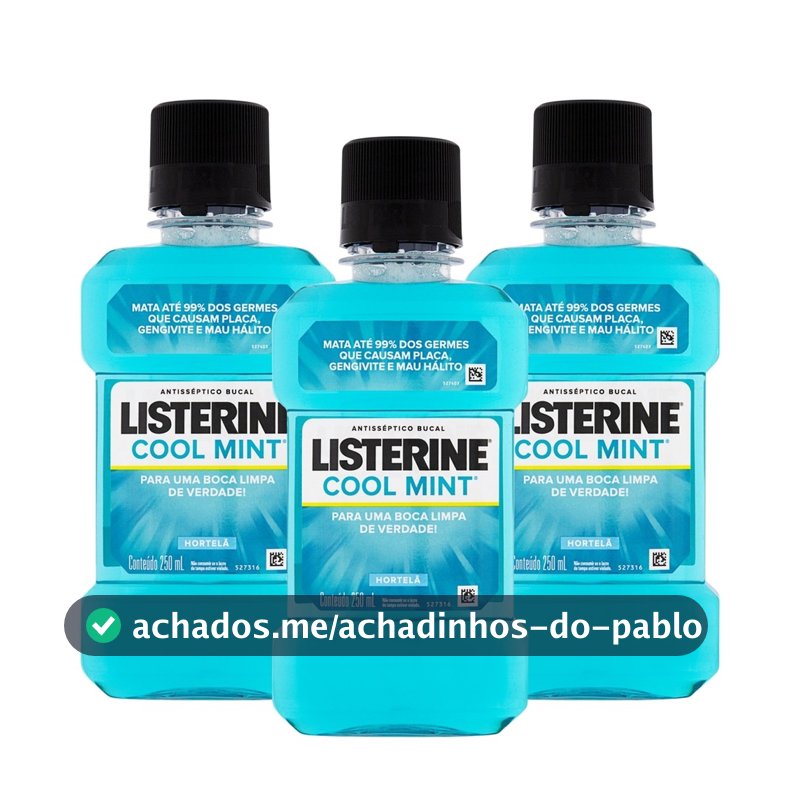 Kit 3 und Antisséptico Bucal Listerine Cool Mint 250ml