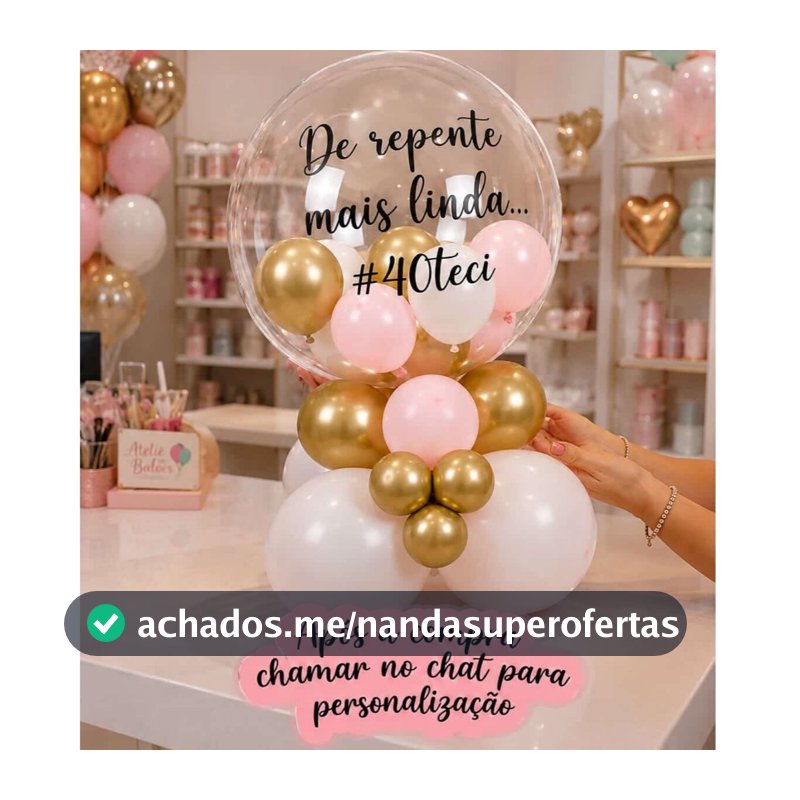 Kit Balão Personalizado para Aniversário Bexigas com Frase Escrita Bexiga Transparente Cristal Dourada 24 Polegadas