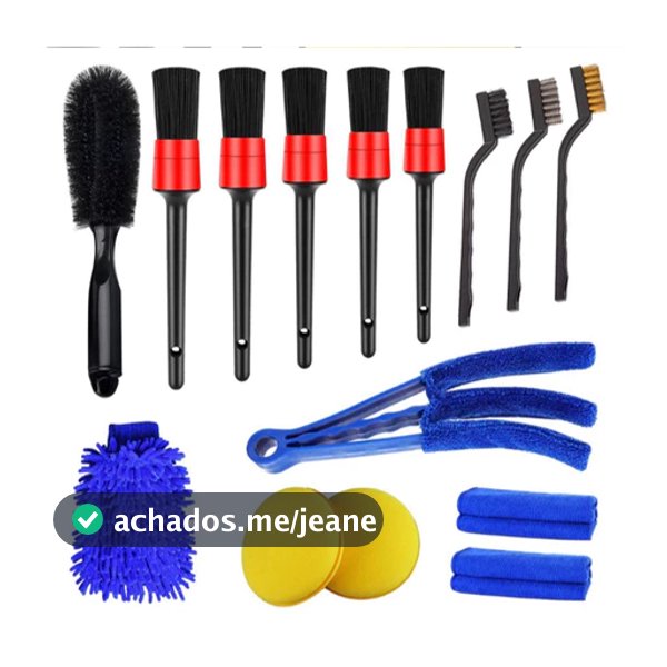 Kit 15 Peças Lavagem Automotiva Esponja + Escova + Flanela 30x40cm + Aplicador de Cera + Luva Microfibra + Pincel