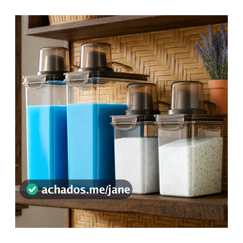 Kit 4 Potes Dispenser Lavanderia Porta Sabão Amaciante Condimentos Cozinha 3L e 1,9L c/ Bico Dosador