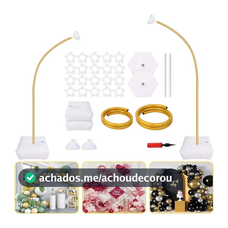 Kit 2 Estrutura Arco 2,5m Desmontável Ferro Reforçado Regulável para Festas e Decoração Bexigas
