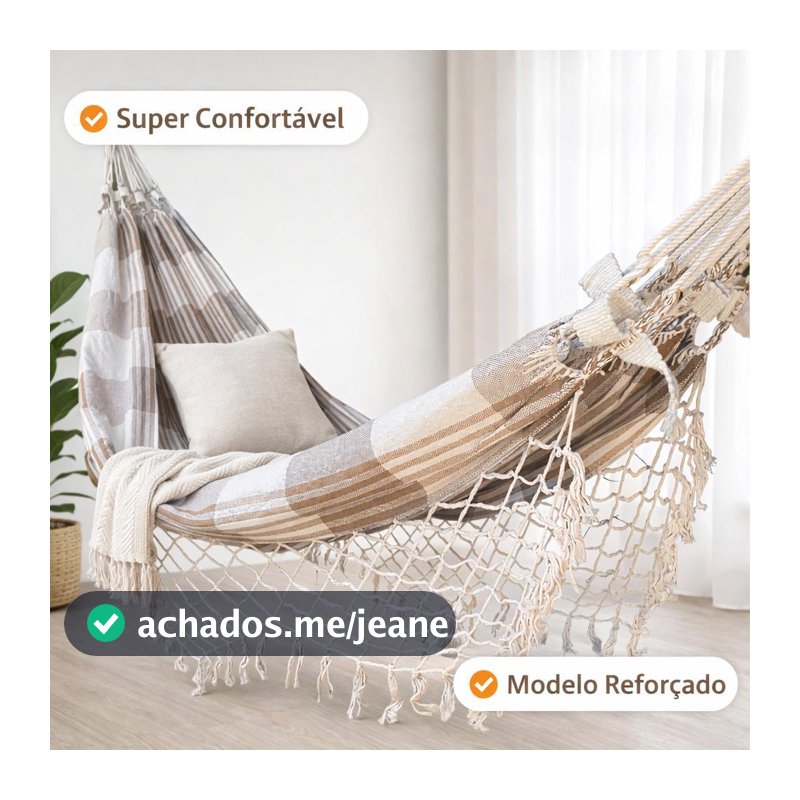 Rede de Descanso Casal Reforçada com Franjas Luxo Algodão | Confortável Resistente e Decorativa