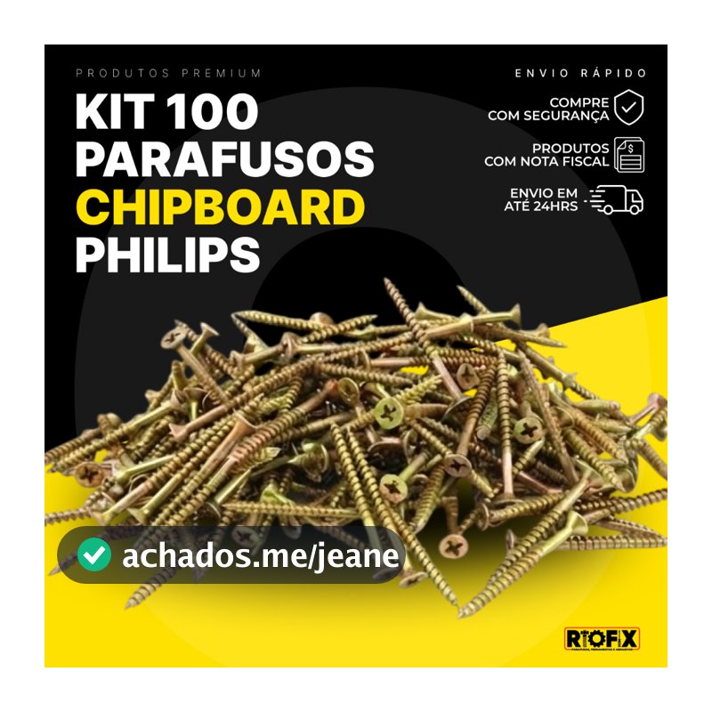 Kit 100 Parafusos Chipboard Philips 3,5x40 3,5x25 3,5x16 Para Mdf E Madeira