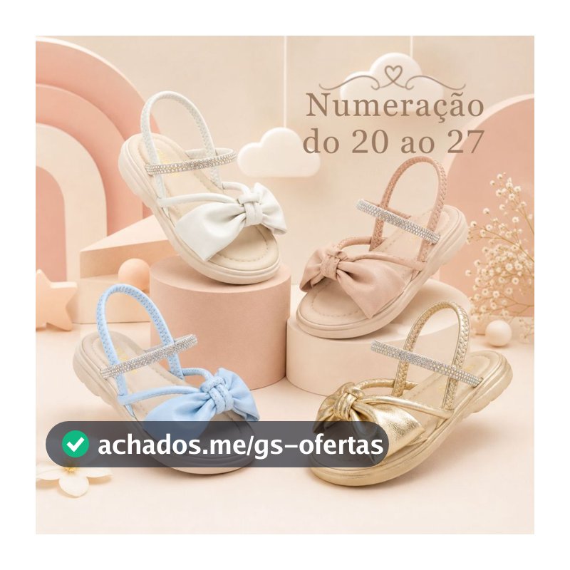 Sandália Infantil Menina Cores Strass Elástico Feminina Brilho Criança Promoção Confortável Leve