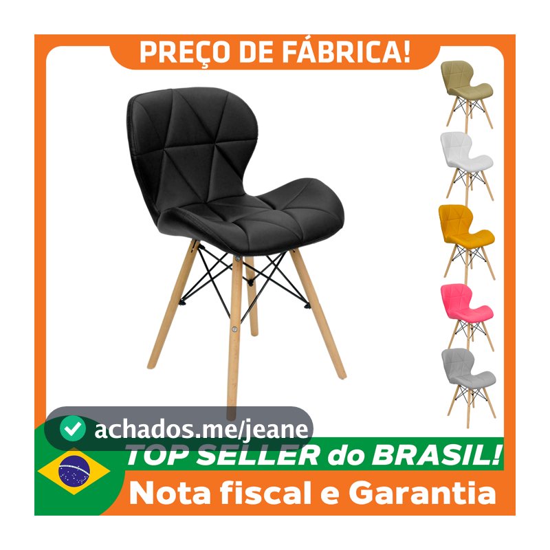 Cadeira Charles Eames Eiffel Slim Wood Estofada