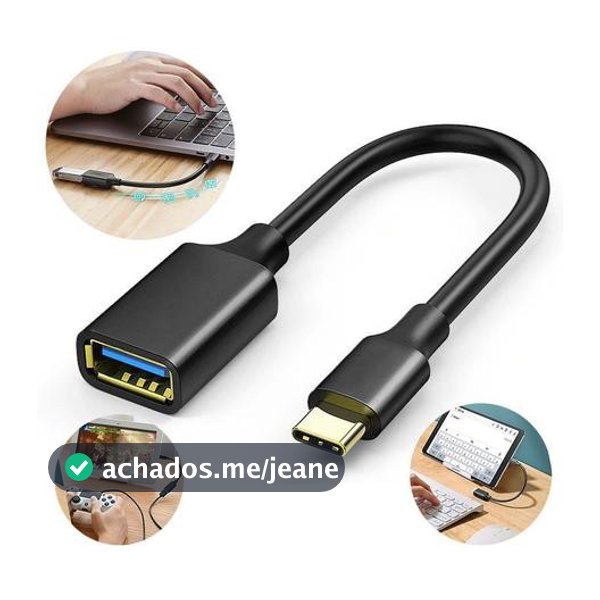 Cabo Adaptador OTG USB Fêmea x Tipo-C MACHO Celular