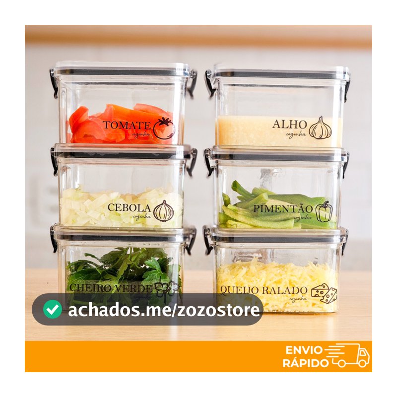 Potes Herméticos para Geladeira 460ml/950ml - Porta Mantimento, Geladeira, Alho, Cebola - Kits e individuais