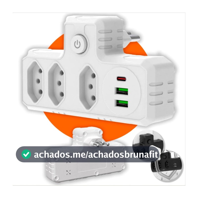 Conector De Extensão Portátil 3 Universal Plug Carregador Rápido 2 Usb 1 Tipe-C Transformador Conversor De Tomada,