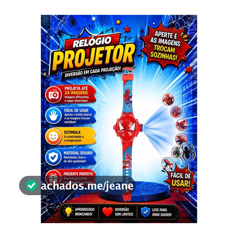 Relógio Infantil Projetor 3D Homem Aranha