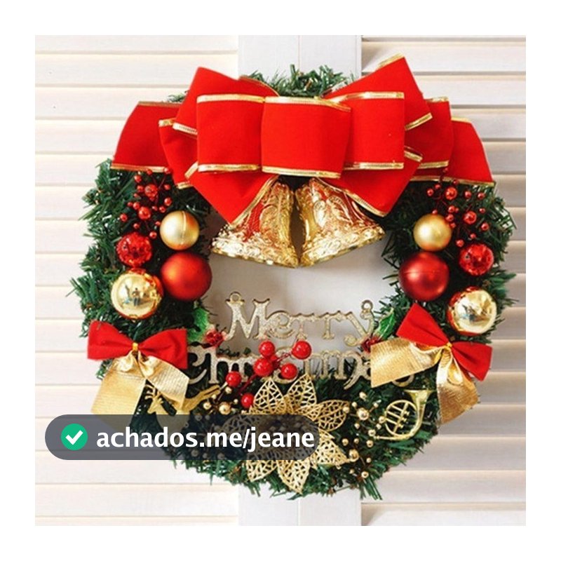 Guirlanda Natalina De Luxo Natal 30/40cm LED Decorações Porta Pendurado De Natal Feliz Natal Enfeite