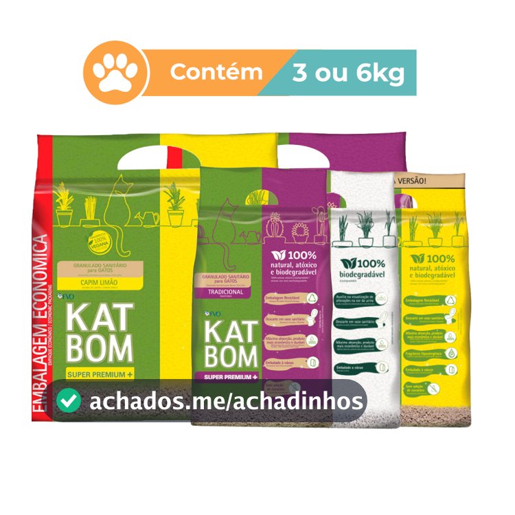 Areia Higiênica Katbom para Gatos Tradicional Capim Limão Clinical 3kg e 6kg
