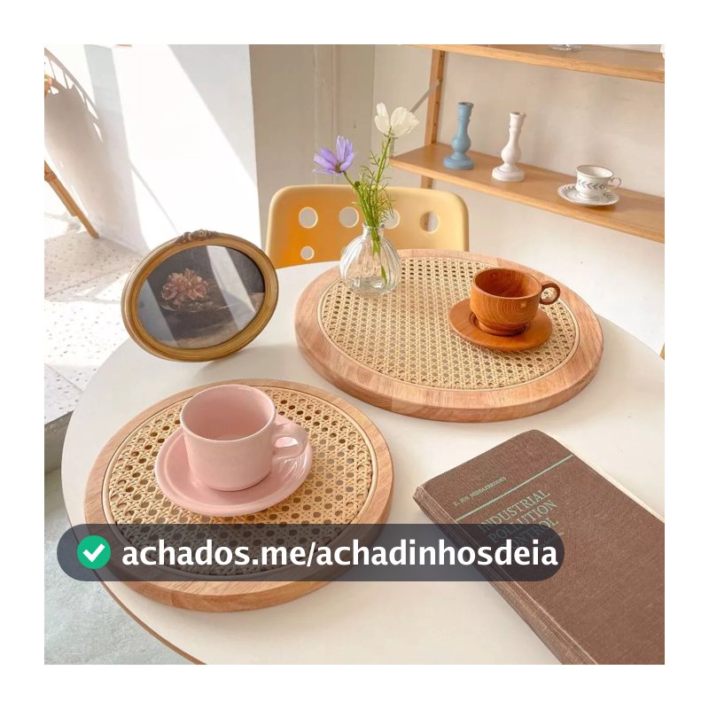 Bandeja Giratória de Bambu com Fundo em Treliça 30cm x 30cm x 2.5cm