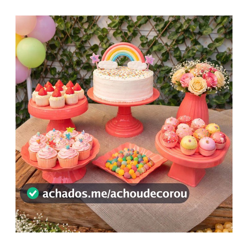 Kit Festa 6 peças Boleira e Suporte para Doces Premium