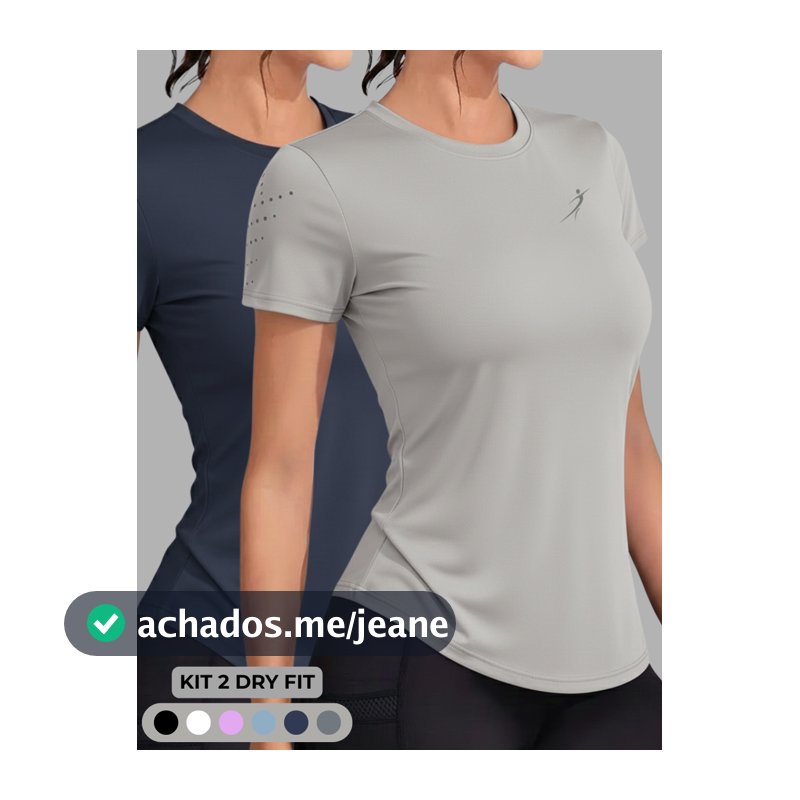 Kit 2 Camisetas Dry Fit Feminina Academia Fitness Esportiva Caminhada Corrida Treino Proteção UV