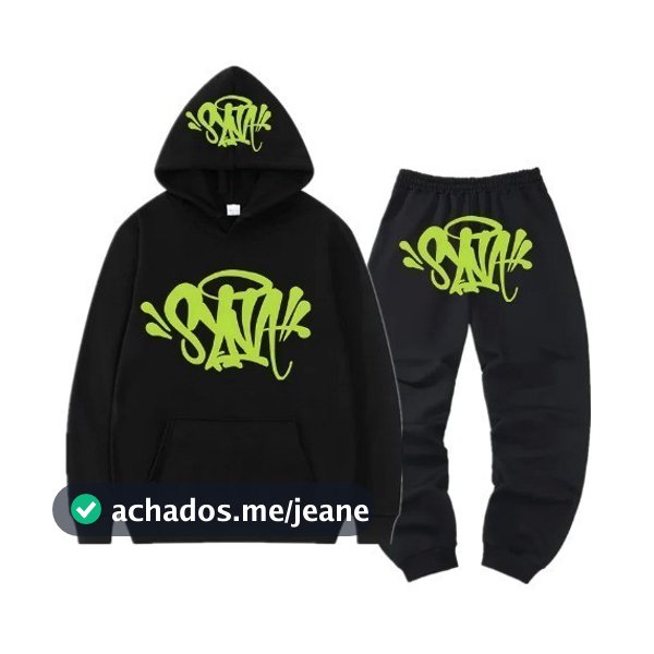 Conjunto Calça e Blusa Canguru Moletom Streetwear Unissex Estampa Syna Alta Qualidade Moda Urbana