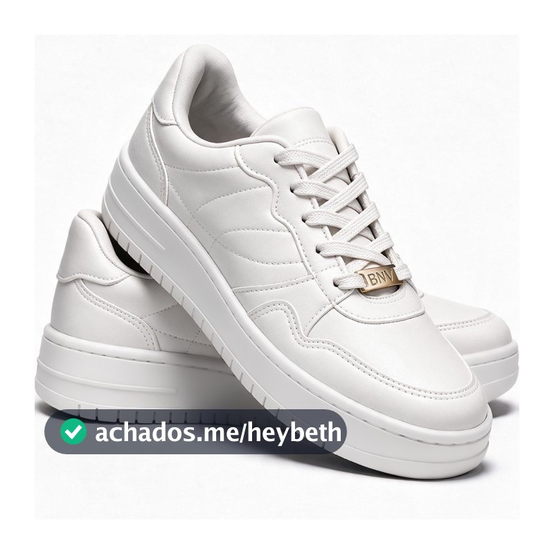 Tênis Feminino Plataforma Casual Benévola Branco Preto Macio Sapatenis Confortável Estiloso Leve