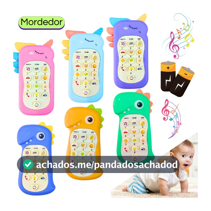 Celular Infantil Musical telefone Interativo com mordedor Educativo Sensorial brinquedo bebê