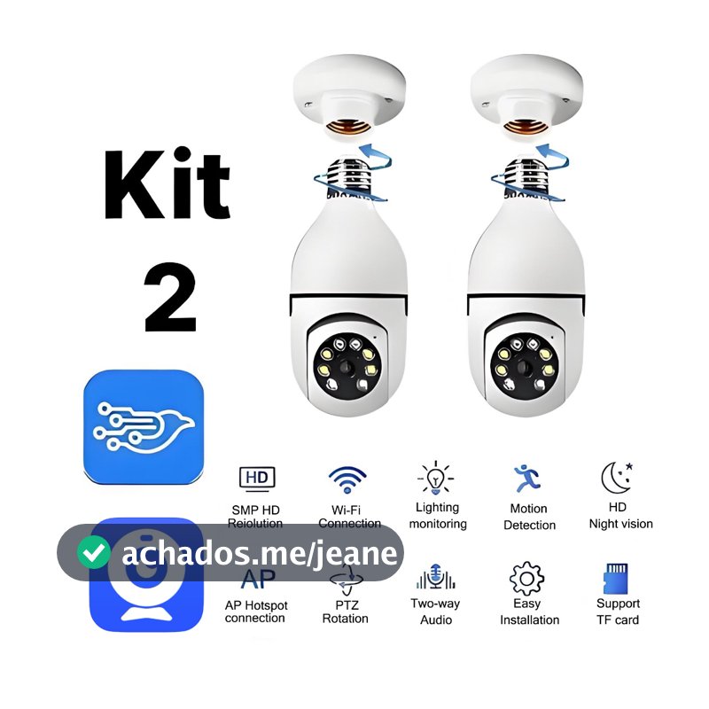 Kit  Câmera De Segurança Lâmpada Externa Infravermelha À Prova D'água 360 Wifi Sem Fio 2.4G E27