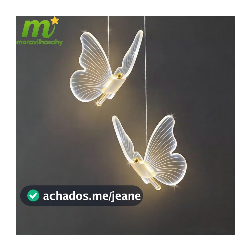 Lustre dourado Tricolor LED luz borboleta luz de teto do quarto luz decorativa