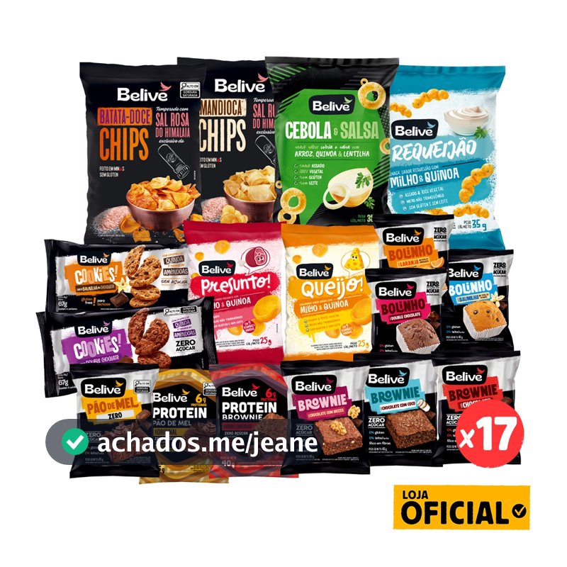 Kit Experimentação 17 Produtos Sem Açúcar Sem Glúten e Sem Leite Belive